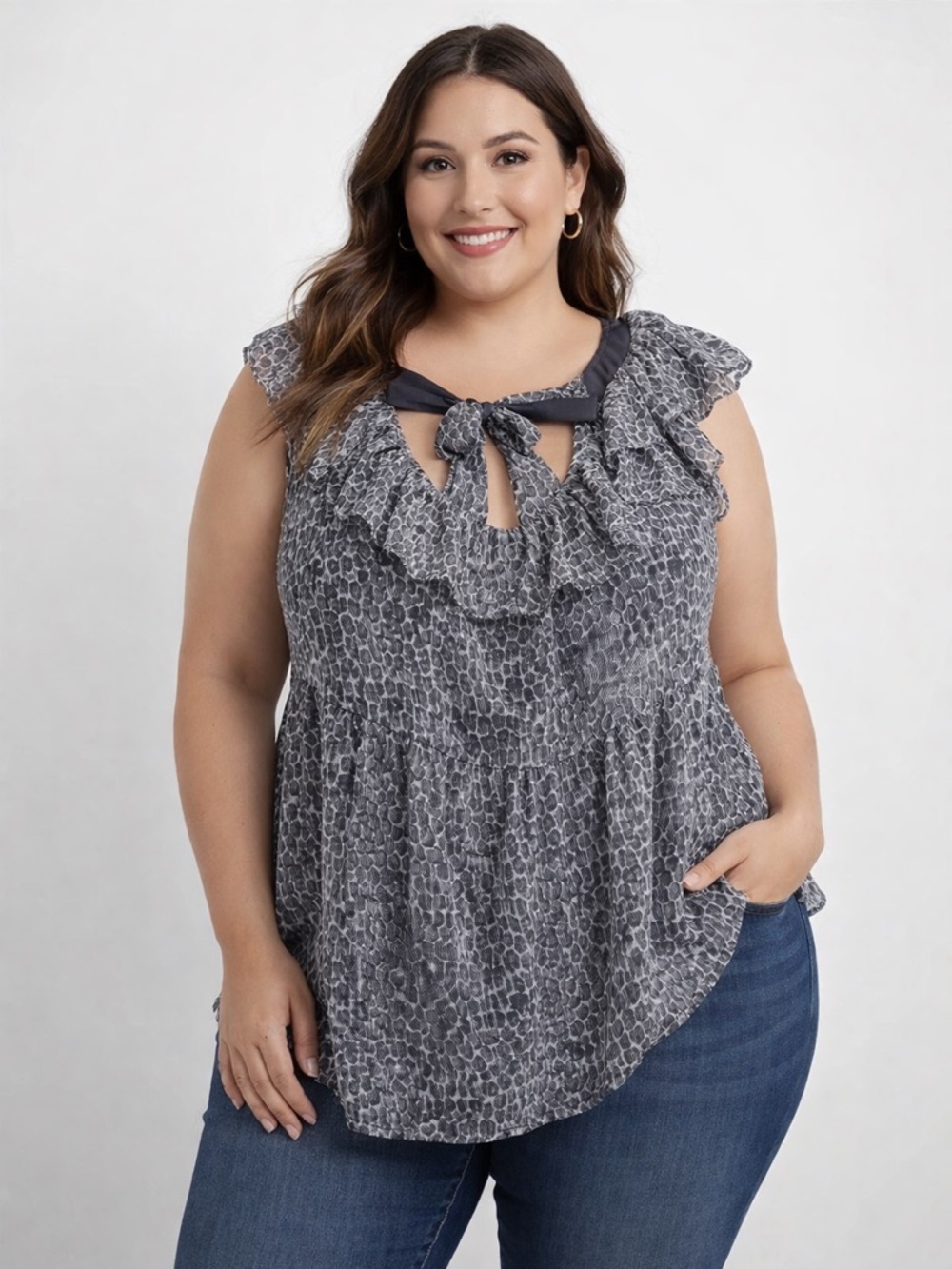 Banana Republic Black and White Ruffled Fluffy Blouse